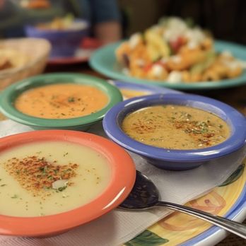 Soup Star - three bowls of soup on a plate - Sandwiches Near Me - Santa Fe, New Mexico