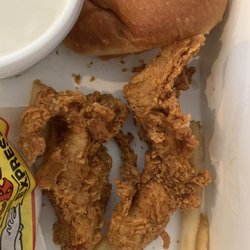 Chicken Express - Mostly batter tiny tenders or perhaps nuggets. They must have cut the regular