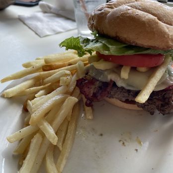 Fox Restaurant - Bacon cheeseburger with provolone and fries - American Near Me - Jacksonville, Florida Fox Restaurant - Bacon cheeseburger with provolone and fries - American Near Me - Jacksonville, Florida