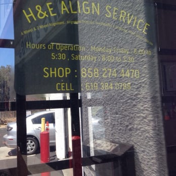 H&E Align Service - Hours of operation - Auto Repair Near Me - San Diego, California H&E Align Service - Hours of operation - Auto Repair Near Me - San Diego, California