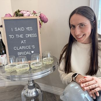 Clarice's Bridal - We loved the white couches, large space & celebration champagne with the Yes to the dress for celebrating - Bridal Near Me - St. Louis, Missouri Clarice's Bridal - We loved the white couches, large space & celebration champagne with the Yes to the dress for celebrating - Bridal Near Me - St. Louis, Missouri