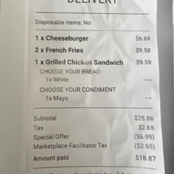 T Burgers - Our receipt - Burgers Near Me - Monrovia, California