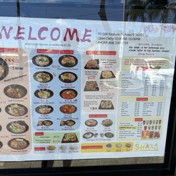 Shaka Noodle - Menu - Ramen Near Me - Aiea, Hawaii
