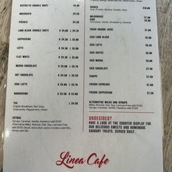 Linea Cafe - Drinks Menu