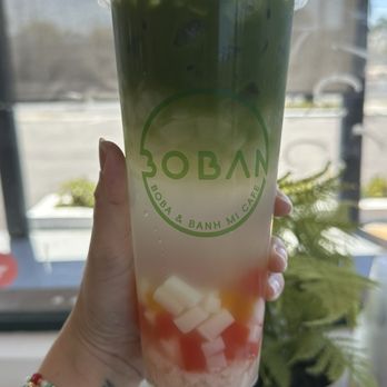 Boban - Iced Lychee Matcha with Rainbow jelly, delicious! - Vietnamese Near Me - Cypress, California Boban - Iced Lychee Matcha with Rainbow jelly, delicious! - Vietnamese Near Me - Cypress, California