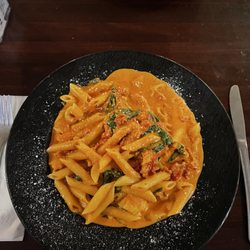 David's Restaurant - David's Special Pasta with Lobster, Scallops, Shrimp, and Spinach in a Vodka Sauce