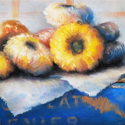 Carol Vogel Fine Art Studio - Donuts on French Chocolate Box - pastel painting by Carol Vogel