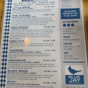 Blue Jay Brewing - Beer menu - Breweries Near Me - St. Louis, Missouri