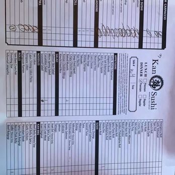 Kan Sushi - Menu. You need to pay $20 extra to have sashimi and other items - Sushi Bars Near Me - Austin, Texas