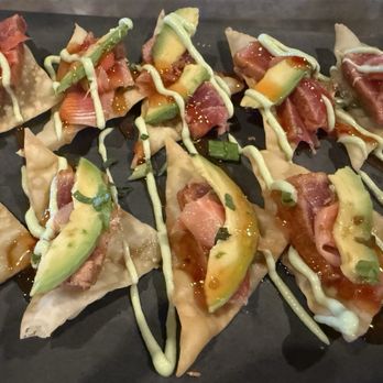 Oscar's Ale House - Wonton nachos with avocado, ahi tuna, and wasabi dressing - American Near Me - Frederick, Maryland Oscar's Ale House - Wonton nachos with avocado, ahi tuna, and wasabi dressing - American Near Me - Frederick, Maryland