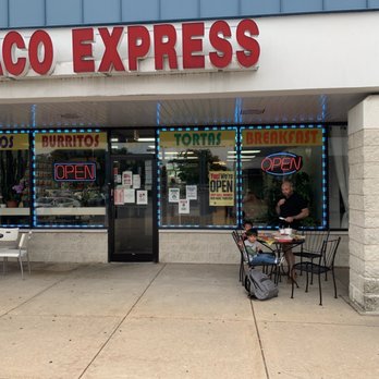 Taco Express - The outside seating - only 2 tables available , this was taken July 29th 2020 - Mexican Near Me - Westmont, Illinois