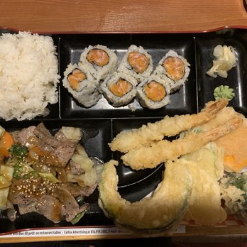 Sakura Sushi Japanese Restaurant - Beef teriyaki , assorted tempura and spicy salmon. $20 - Japanese Near Me - Pickering, Ontario Sakura Sushi Japanese Restaurant - Beef teriyaki , assorted tempura and spicy salmon. $20 - Japanese Near Me - Pickering, Ontario