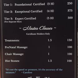 The Way of The Masseuse - Massage Refinement School open to general public. List of pricing options.