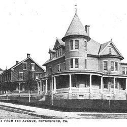 Royersford Borough of - Vintage Postcard - Walnut Street from 5th Avenue, Royersford PA ca 1924