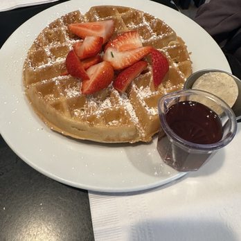 Brekkies - Belgium Waffle w/ side of Strawberries! Delicious! - Breakfast & Brunch Near Me - Solvang, California