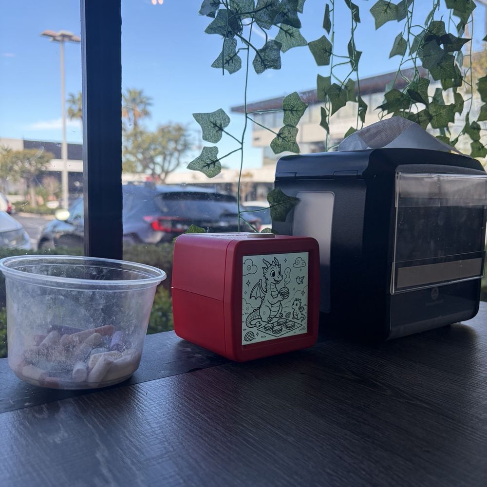 Deli Seoul - Chalk, sticker box, and napkin holder - Korean Near Me - Costa Mesa, California