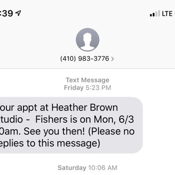 Heather Brown Face and Body Studio - One of two confirmations for a fake appointment- closed on Monday's. - Medical Spas Near Me - Indianapolis, Indiana Heather Brown Face and Body Studio - One of two confirmations for a fake appointment- closed on Monday's. - Medical Spas Near Me - Indianapolis, Indiana