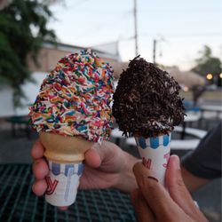 Four Boys Ice Cream - Two kids sized cones, different amounts