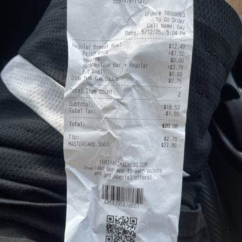Teriyaki Madness - Receipt - Japanese Near Me - Fresno, California