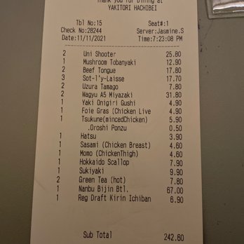 Yakitori Hachibei - Bill - Japanese Near Me - Honolulu, Hawaii Yakitori Hachibei - Bill - Japanese Near Me - Honolulu, Hawaii