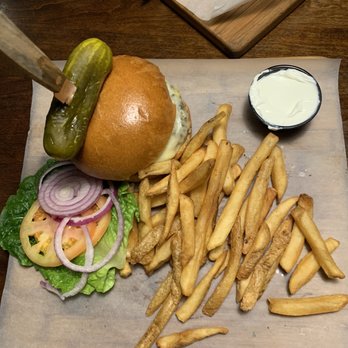 Buttonwood Grill - Just a Cheeseburger! It came with fries and was cooked perfectly. The wood board the burgers were served on was a fun idea! - New American Near Me - Lahaska, Pennsylvania Buttonwood Grill - Just a Cheeseburger! It came with fries and was cooked perfectly. The wood board the burgers were served on was a fun idea! - New American Near Me - Lahaska, Pennsylvania