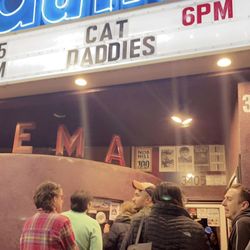 Guild Cinema - Box office out front.   Guild was showing a great movie about men and their love for cats.