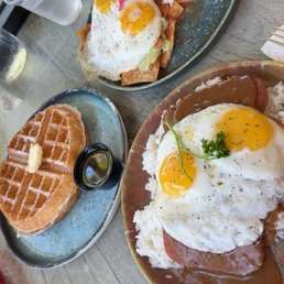 Buttermilk Waffle; Island Chilaquiles; Loco Moco Buttermilk Waffle; Island Chilaquiles; Loco Moco