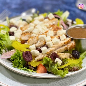 Bonnie's - Greek Salad with Grilled Chicken - Breakfast & Brunch Near Me - Greene, New York Bonnie's - Greek Salad with Grilled Chicken - Breakfast & Brunch Near Me - Greene, New York