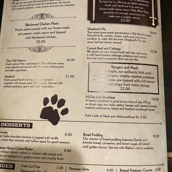 Olde Blind Dog Irish Pub - Part of menu with current prices. - Irish Pub Near Me - Milton, Georgia Olde Blind Dog Irish Pub - Part of menu with current prices. - Irish Pub Near Me - Milton, Georgia