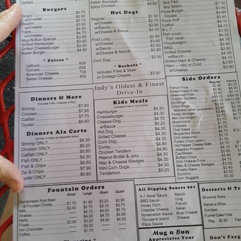 Mug n Bun - Menu - Hot Dogs Near Me - Speedway, Indiana