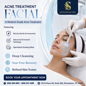 Savannah Spa - MEDICAL-GRADE ACNE TREATMENT - DEEP CLEARING & SKIN RECOVERY - Skin Care Near Me - Richardson, Texas Savannah Spa - MEDICAL-GRADE ACNE TREATMENT - DEEP CLEARING & SKIN RECOVERY - Skin Care Near Me - Richardson, Texas