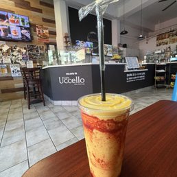 Mango Smoothie with chamoy and tajin.