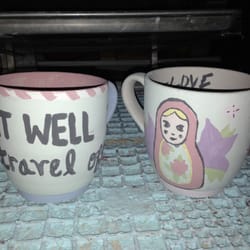Created by You - These round mugs are cute as can be can't wait till out of kiln. They are nice and big mugs.