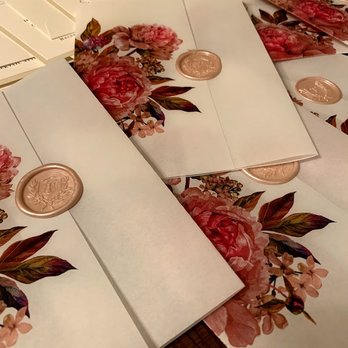 Tasha Rae Designs - Wedding invitation suite. Please note that the wax seals were applied by me, not the designer. Wax from Astaire, stamper from Etsy. - Graphic Design Near Me
