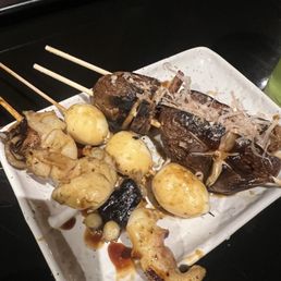 Squid, Quail Eggs, Mushrooms Squid, Quail Eggs, Mushrooms