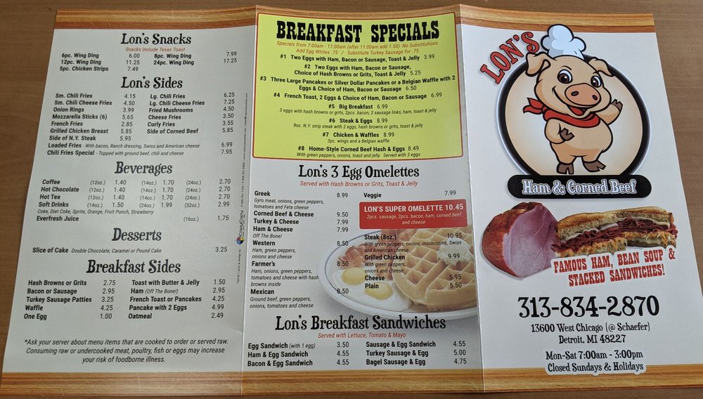 LON’S HAM & CORNED BEEF Updated September 2024 13600 W Chicago St