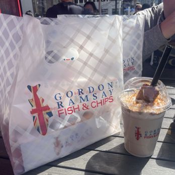 Gordon Ramsay Fish & Chips - Took our orders to-go and ate out on the patio. - Fish & Chips Near Me - Washington, DC, District of Columbia
