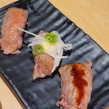 Waka Sakura - Wagyu beef trio nigiri combo - Conveyor Belt Sushi Near Me - Gardena, California Waka Sakura - Wagyu beef trio nigiri combo - Conveyor Belt Sushi Near Me - Gardena, California