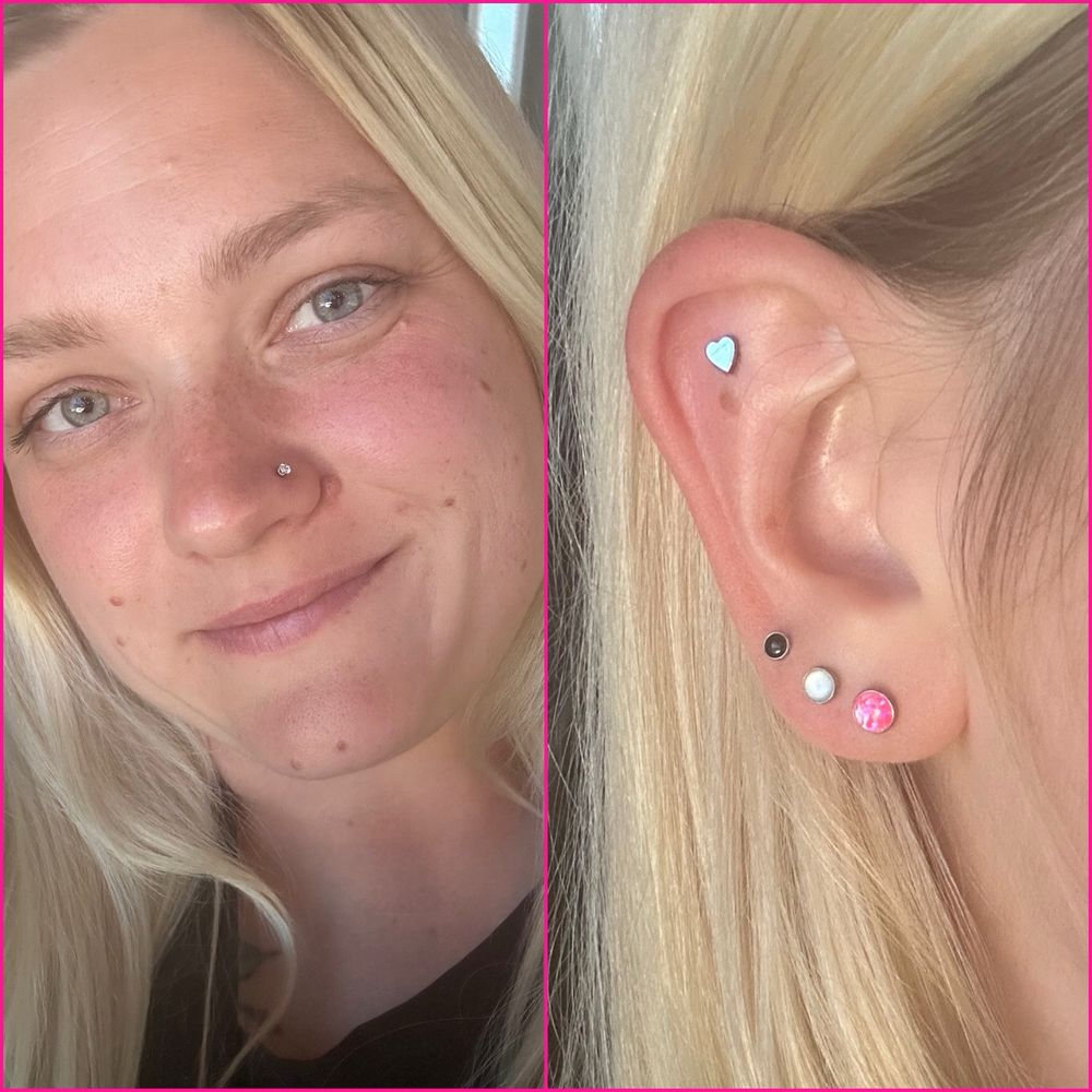 Cambria did my helix piercing and nose piercing. Also was able to buy jewelry for all three of my earlobe piercings on both sides! Cambria did my helix piercing and nose piercing. Also was able to buy jewelry for all three of my earlobe piercings on both sides!
