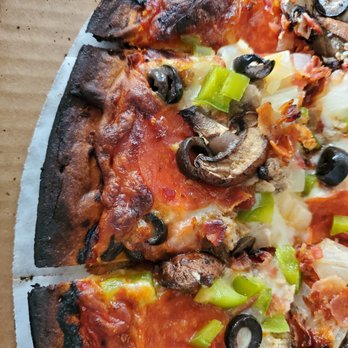 Bunkers - a pizza with olives, peppers, and mushrooms - Bars Near Me - Illiopolis, Illinois
