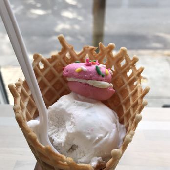 Scoop - Coconut ice cream with a mini macaron! - Ice Cream & Frozen Yogurt Near Me - Richmond, Virginia Scoop - Coconut ice cream with a mini macaron! - Ice Cream & Frozen Yogurt Near Me - Richmond, Virginia