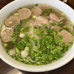 Rare beef and meatball pho Rare beef and meatball pho