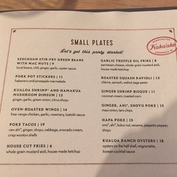 Moku Kitchen - This menu is 50% off (except for poke items and oysters) during happy hour - Cocktail Bars Near Me - Honolulu, Hawaii Moku Kitchen - This menu is 50% off (except for poke items and oysters) during happy hour - Cocktail Bars Near Me - Honolulu, Hawaii