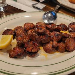 Olives & Pita - Loukaniko - grilled sausage!