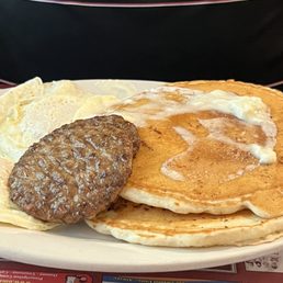 Eggs sausage Patty and pancakes, Eggs sausage Patty and pancakes,