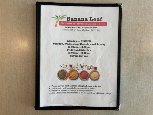 Menu photo 6 Banana Leaf Tropical Cuisine Calgary, AB