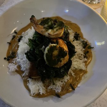 Oceans 234 - Mahi with shrimp on basmati rice in a curry pesto sauce. - New American Near Me - Deerfield Beach, Florida Oceans 234 - Mahi with shrimp on basmati rice in a curry pesto sauce. - New American Near Me - Deerfield Beach, Florida
