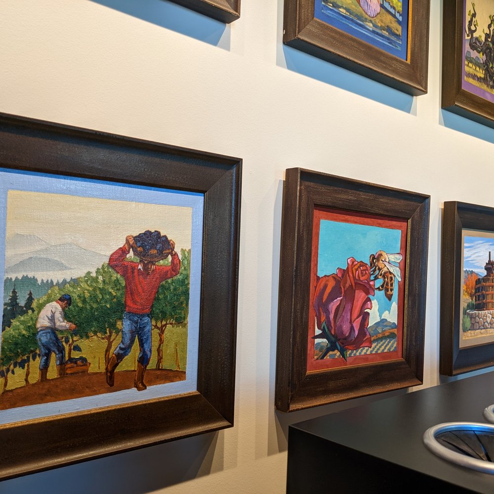 Lasseter Family Winery - Inside. Original Lasseter label artwork. Really cool. - Wineries Near Me - Glen Ellen, California Lasseter Family Winery - Inside. Original Lasseter label artwork. Really cool. - Wineries Near Me - Glen Ellen, California