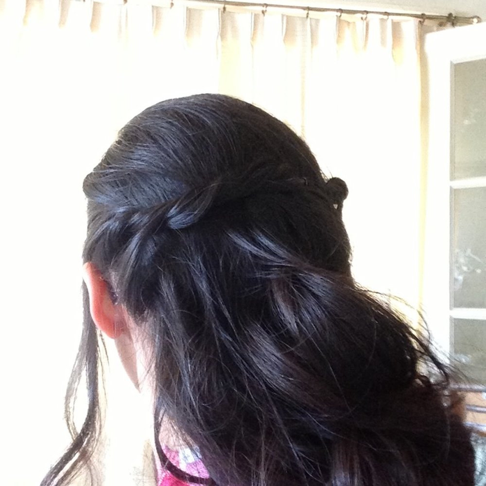 Wisped back partial up-do with wavy curls by Antionette Wisped back partial up-do with wavy curls by Antionette