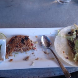 Teddy's Lounge | New Town - Chicken taco. Three tacos, side of bean and corn salsa and a patty of Spanish rice.